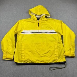 Vintage Nike Jacket Womens Small Yellow Windbreaker 1/4 Zip Hooded Pullover 80s